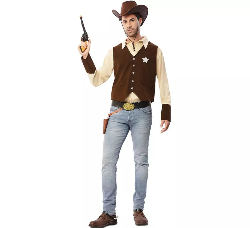 Translation missing: de.Disfraz de Vaquero Sheriff marrón para hombre