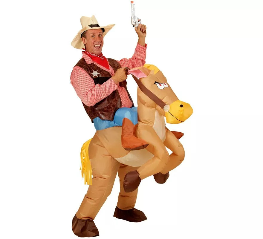 Translation missing: de.Disfraz de Vaquero sobre Caballo Hinchable para adulto