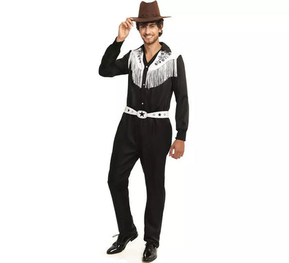 Disfraz de Vaquero Viejo Oeste blanco y negro para hombre
