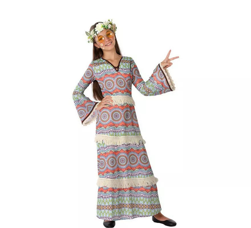 Translation missing: de.Disfraz de Vestido Hippie con Estampado para niña