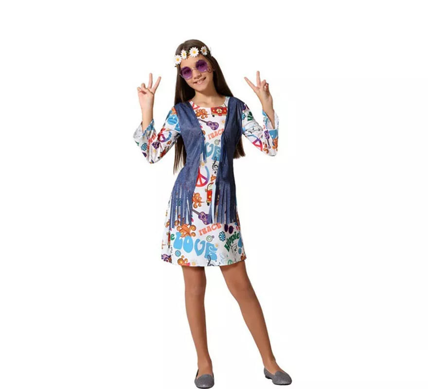 Translation missing: de.Disfraz de Vestido Hippie con Estampado para niña