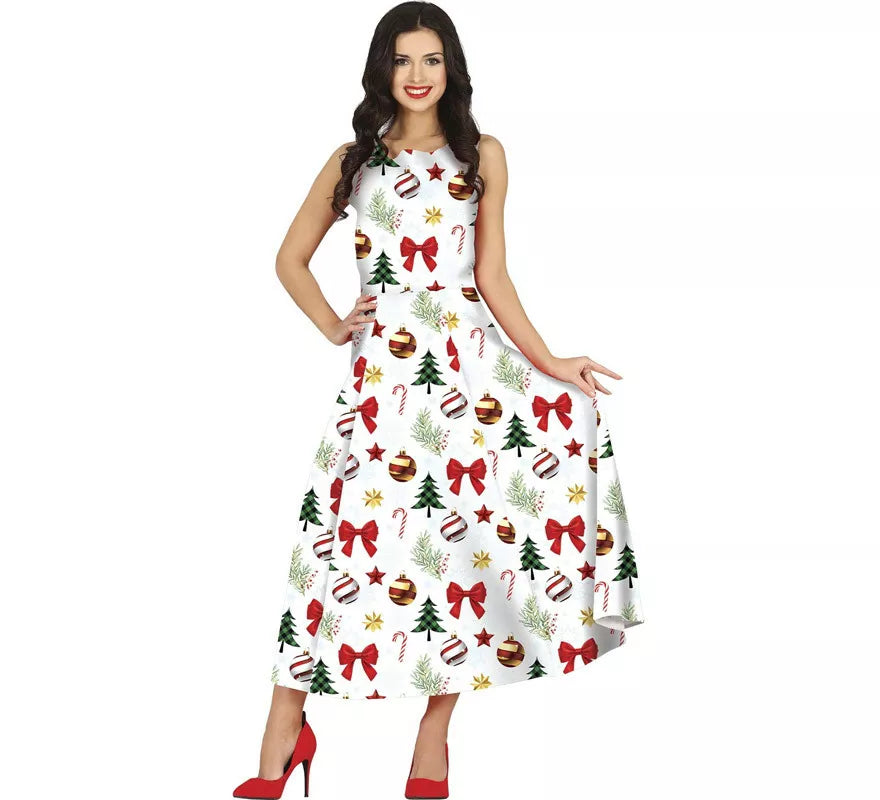 Translation missing: de.Disfraz de Vestido Navidades Blanco Largo para mujer