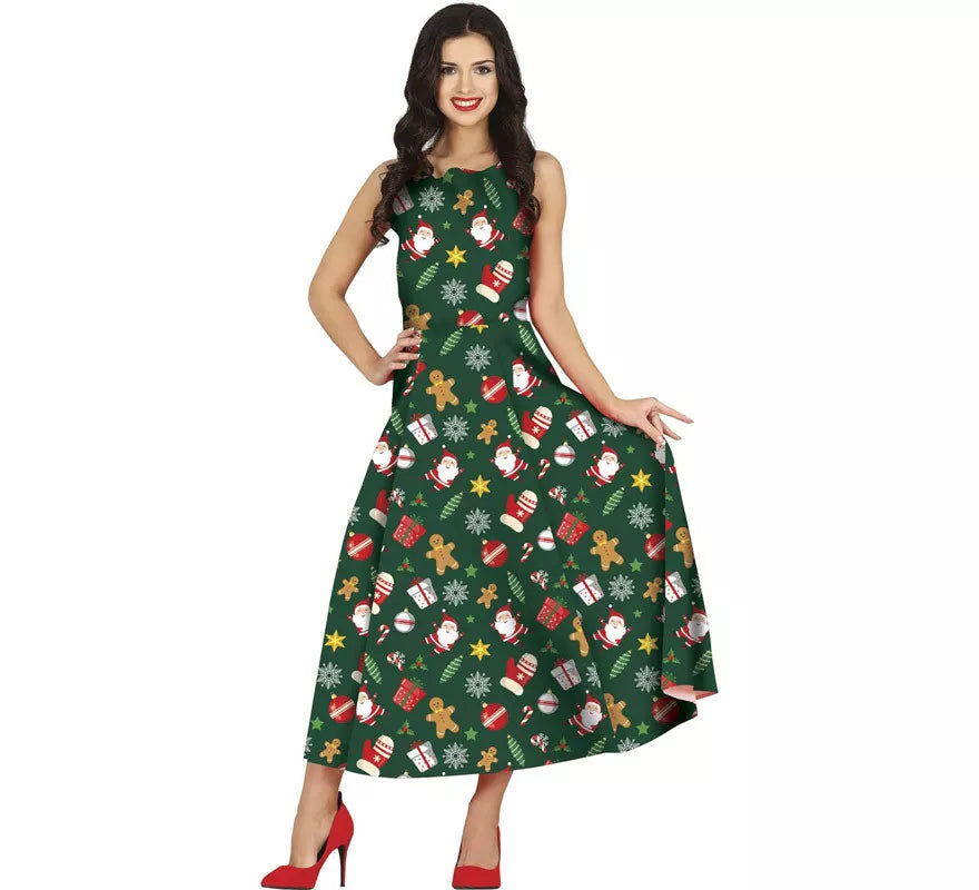 Translation missing: de.Disfraz de Vestido Navidades Verde Largo para mujer