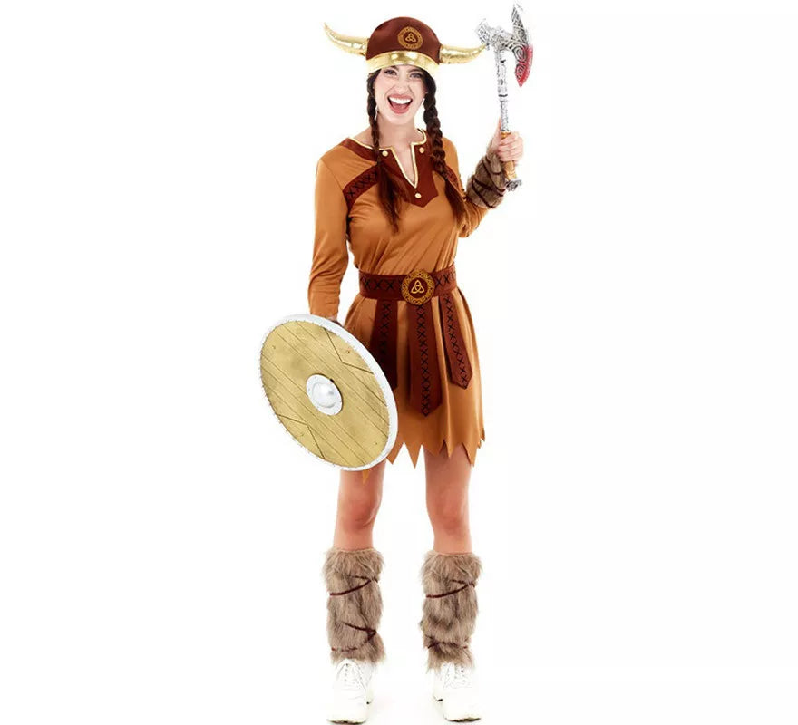 Translation missing: de.Disfraz de Vikinga Marrón Guerrera para mujer