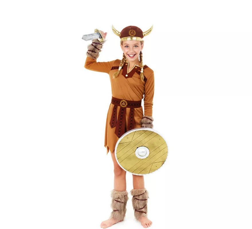 Translation missing: de.Disfraz de Vikinga Marrón Guerrera para niña