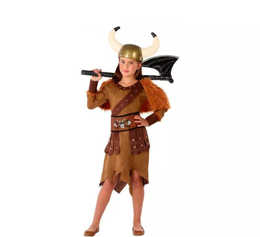 Translation missing: de.Disfraz de Vikinga Marrón para niña