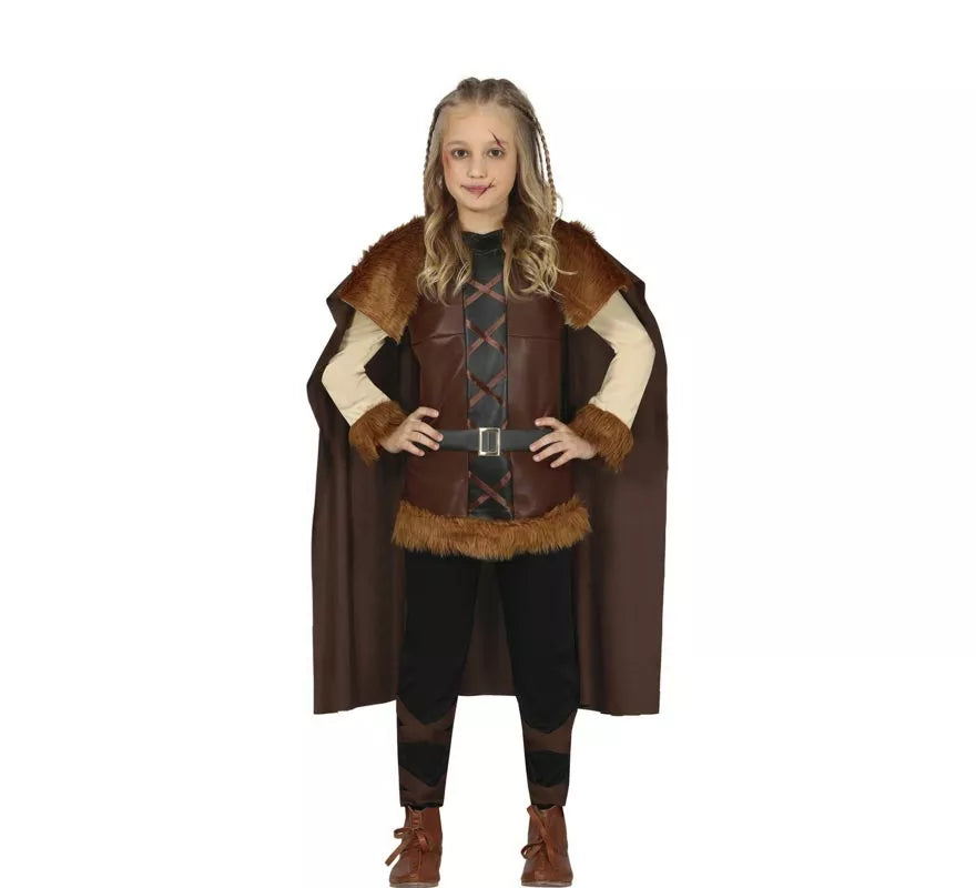 Disfraz de Vikinga marrón para niña
