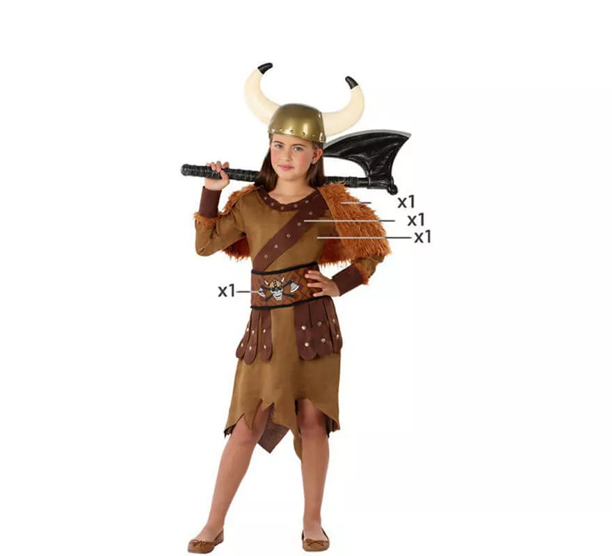 Translation missing: de.Disfraz de Vikinga Marrón para niña