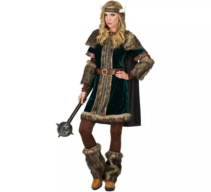 Disfraz de Vikinga Verde para mujer