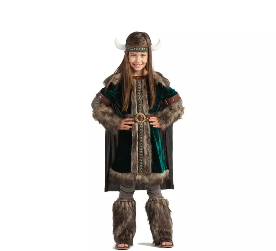 Translation missing: de.Disfraz de Vikinga verde para niña