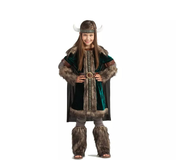 Disfraz de Vikinga verde para niña