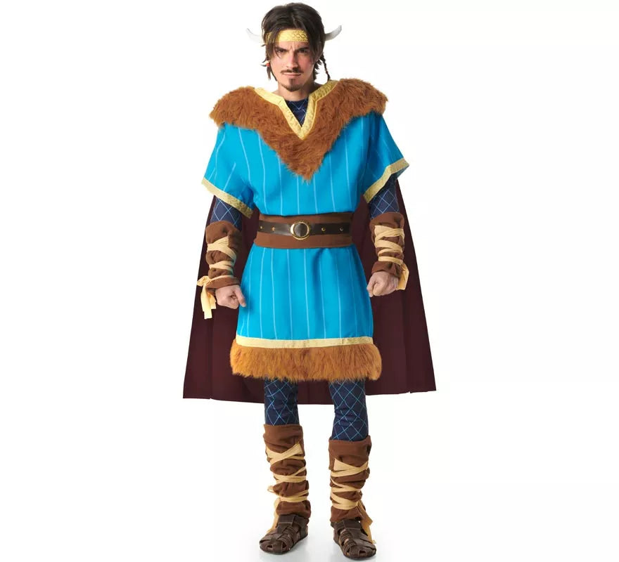 Translation missing: de.Disfraz de Vikingo azul con Capa para hombre