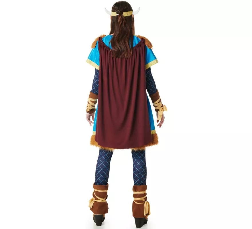 Translation missing: de.Disfraz de Vikingo azul con Capa para mujer