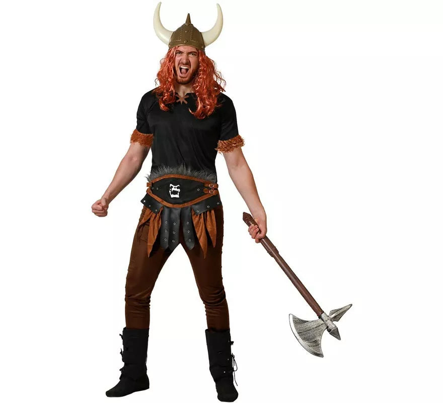 Translation missing: de.Disfraz de Vikingo marrón oscuro con cinturón para hombre