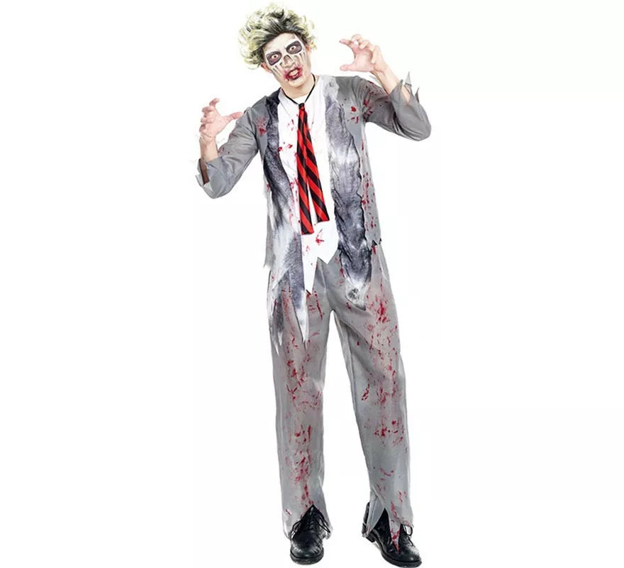 Translation missing: es.Disfraz de Zombie Colegial Gris para hombre