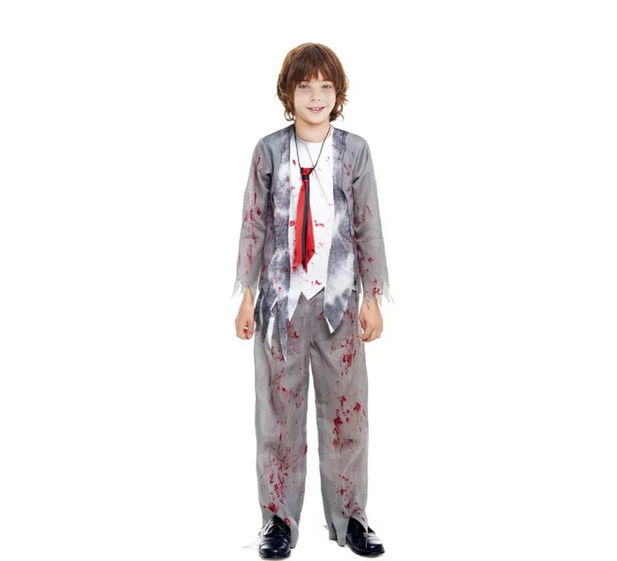 Translation missing: de.Disfraz de Zombie Colegial Gris para niño