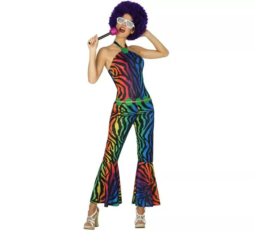 Translation missing: de.Disfraz Disco con estampado multicolor para mujer