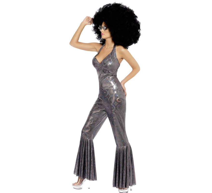 Translation missing: de.Disfraz Disco de Diva de los 70 Plateado para Mujer