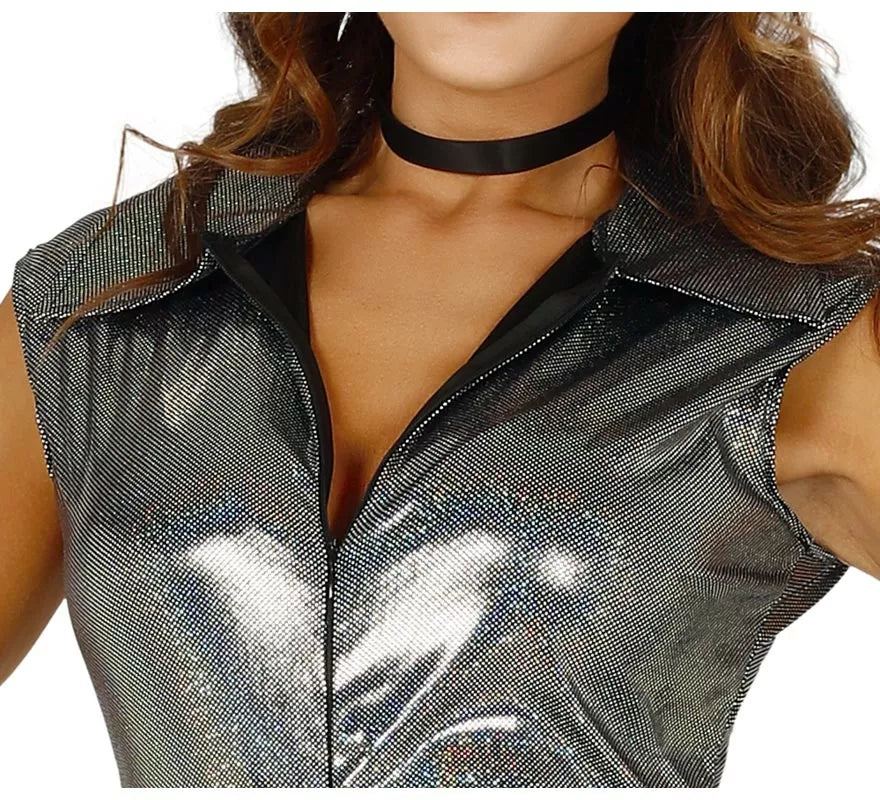 Translation missing: de.Disfraz Disco Plateado para mujer