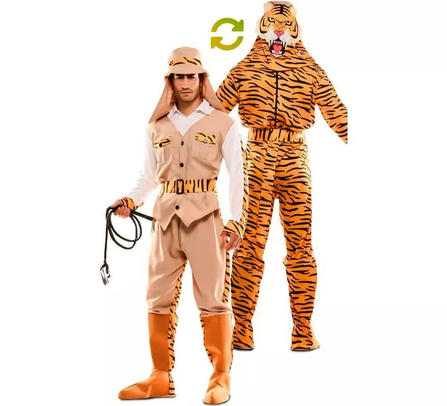 Translation missing: de.Disfraz Doble de Cazador y Tigre para adultos