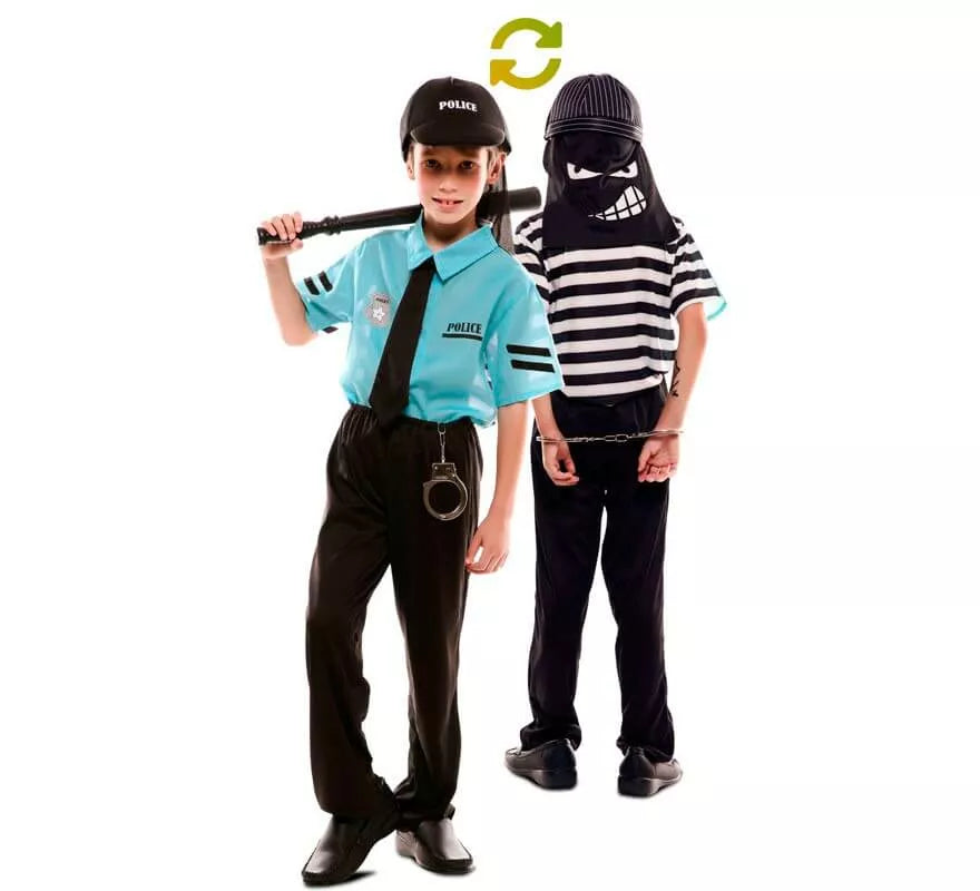 Translation missing: de.Disfraz Doble de Policía y Ladrón para niños