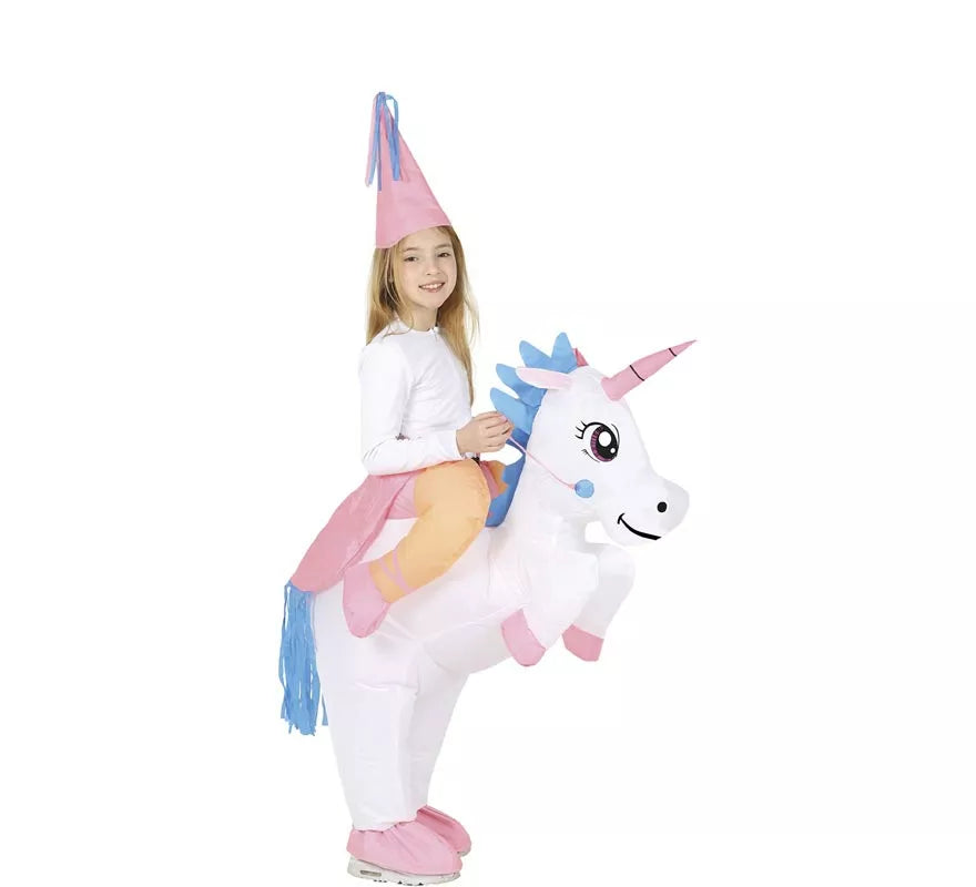 Translation missing: de.Disfraz Hinchable de Hada montando Unicornio para niña