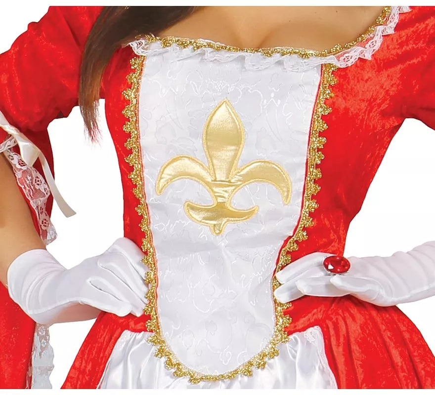 Translation missing: de.Disfraz Mosquetera Roja con Flor de Lis para Mujer