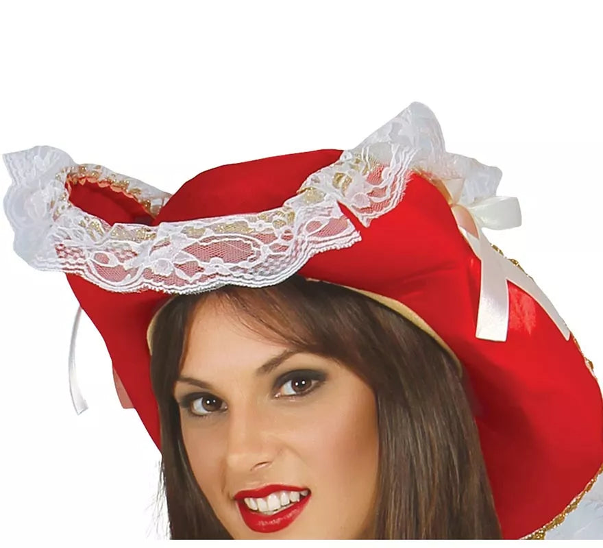 Disfraz Mosquetera Roja con Flor de Lis para Mujer