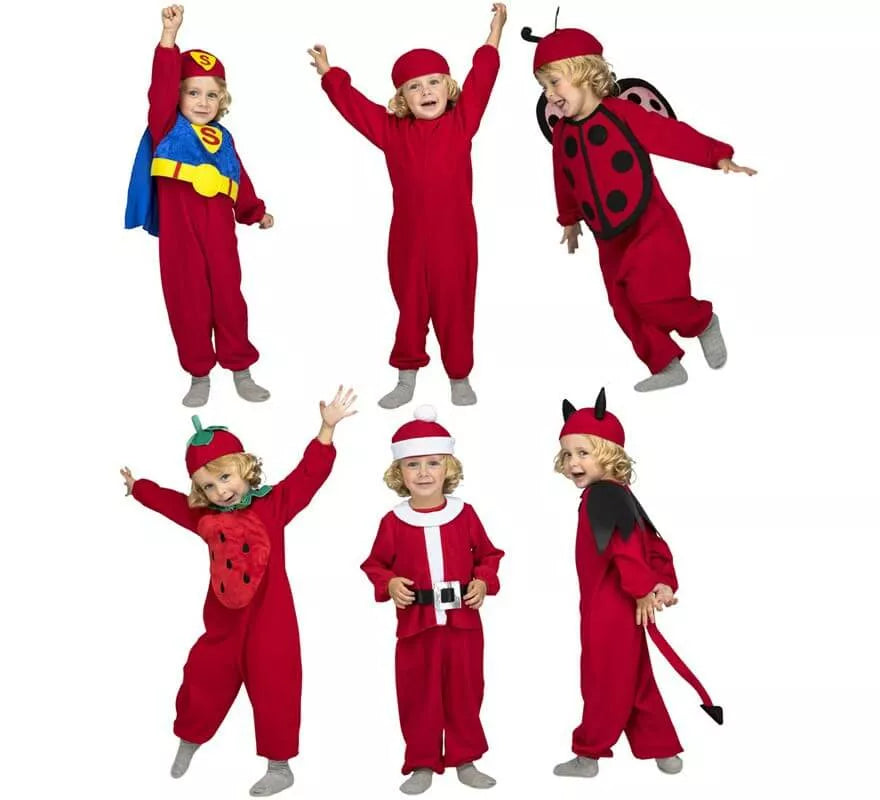 Translation missing: de.Disfraz Múltiple Rojo 6 en 1 para niños y bebé