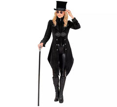 Gothic-Kostüm oder Mantel aus schwarzem Samt für Damen