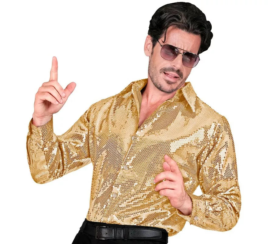 Translation missing: de.Disfraz o Camisa Moda dorado con lentejuelas para hombre