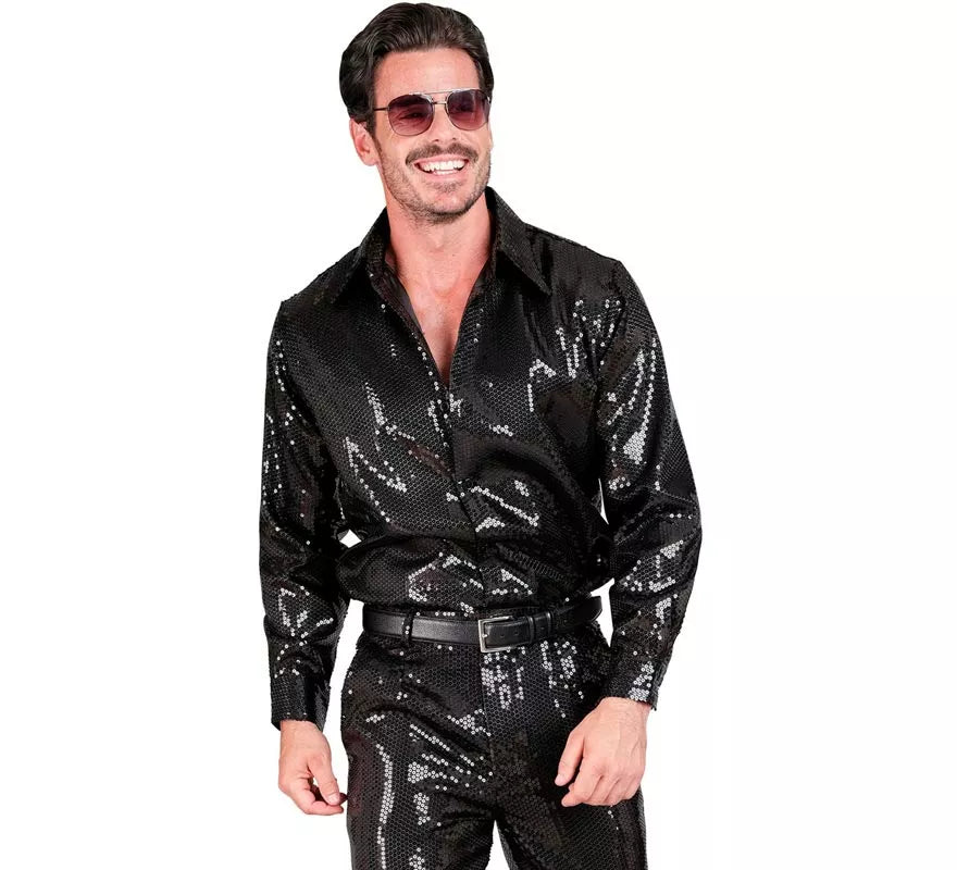 Translation missing: de.Disfraz o Camisa Moda negro con lentejuelas para hombre