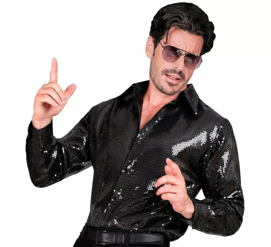 Translation missing: de.Disfraz o Camisa Moda negro con lentejuelas para hombre