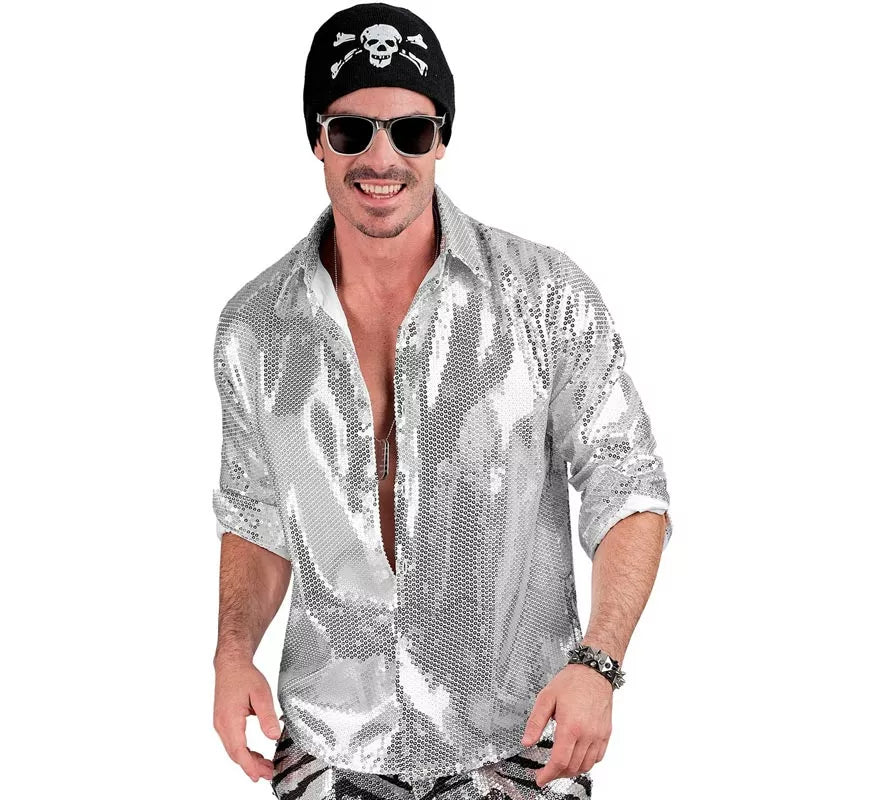 Translation missing: de.Disfraz o Camisa Moda plateada con lentejuelas para hombre