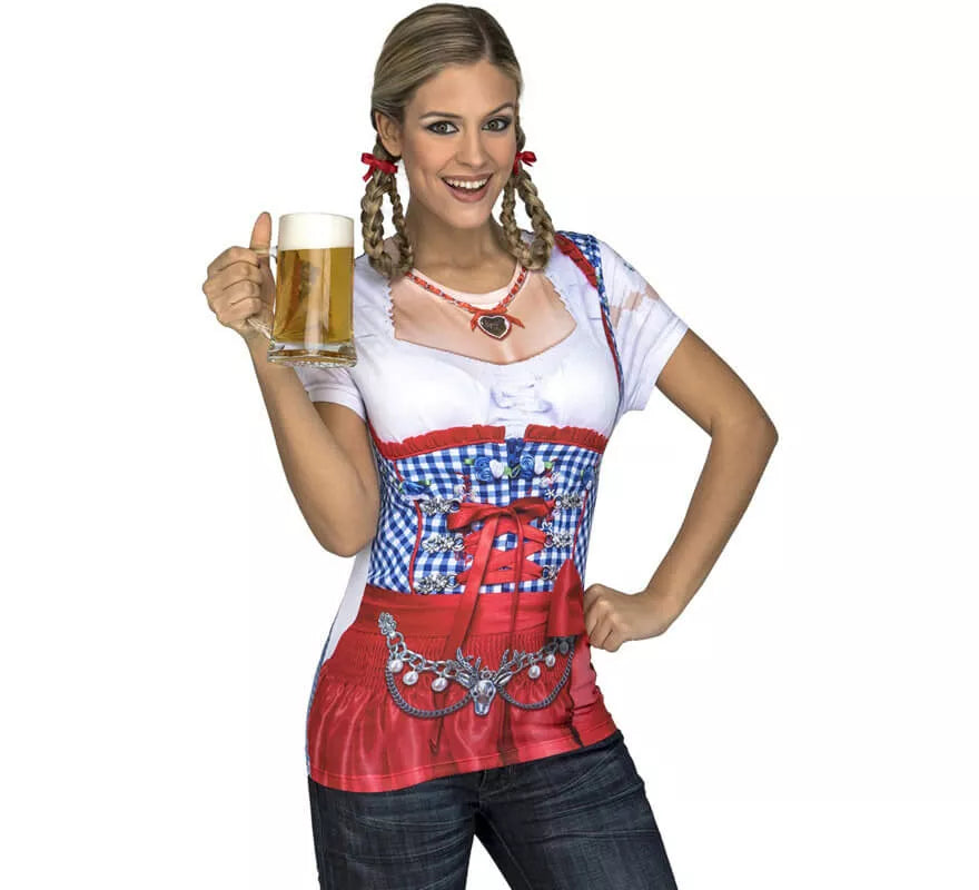 Translation missing: de.Camiseta disfraz de Bávara roja y azul para mujer