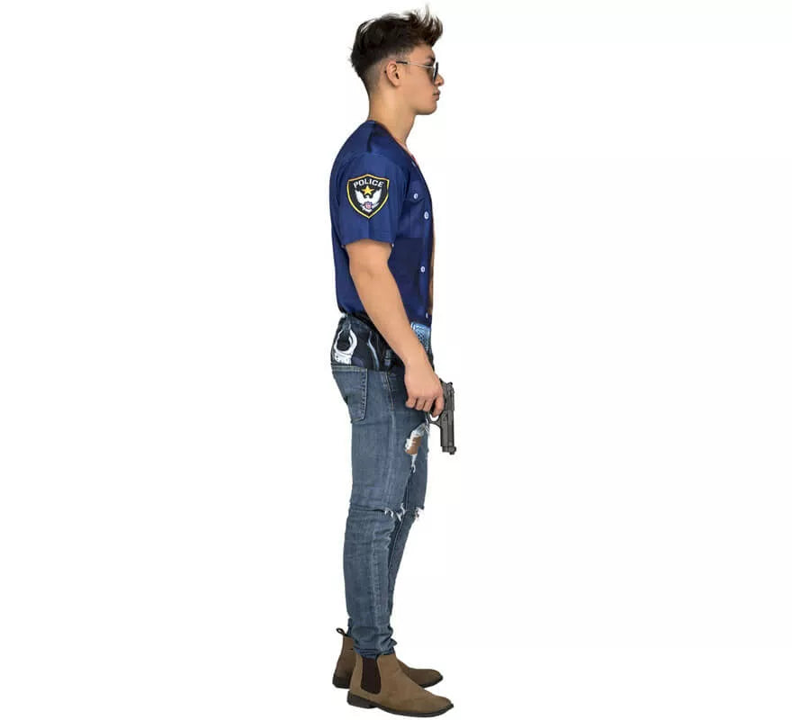 Translation missing: de.Camiseta disfraz de Policía forzudo para hombre