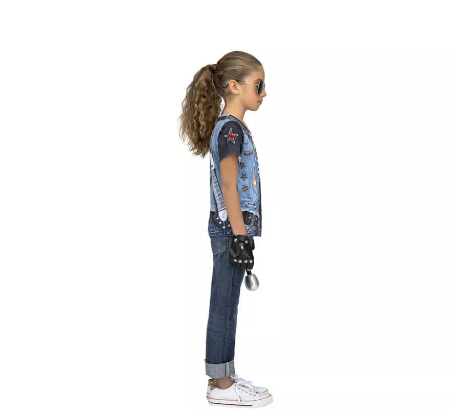Translation missing: de.Camiseta disfraz de Rockera Esqueleto para niña