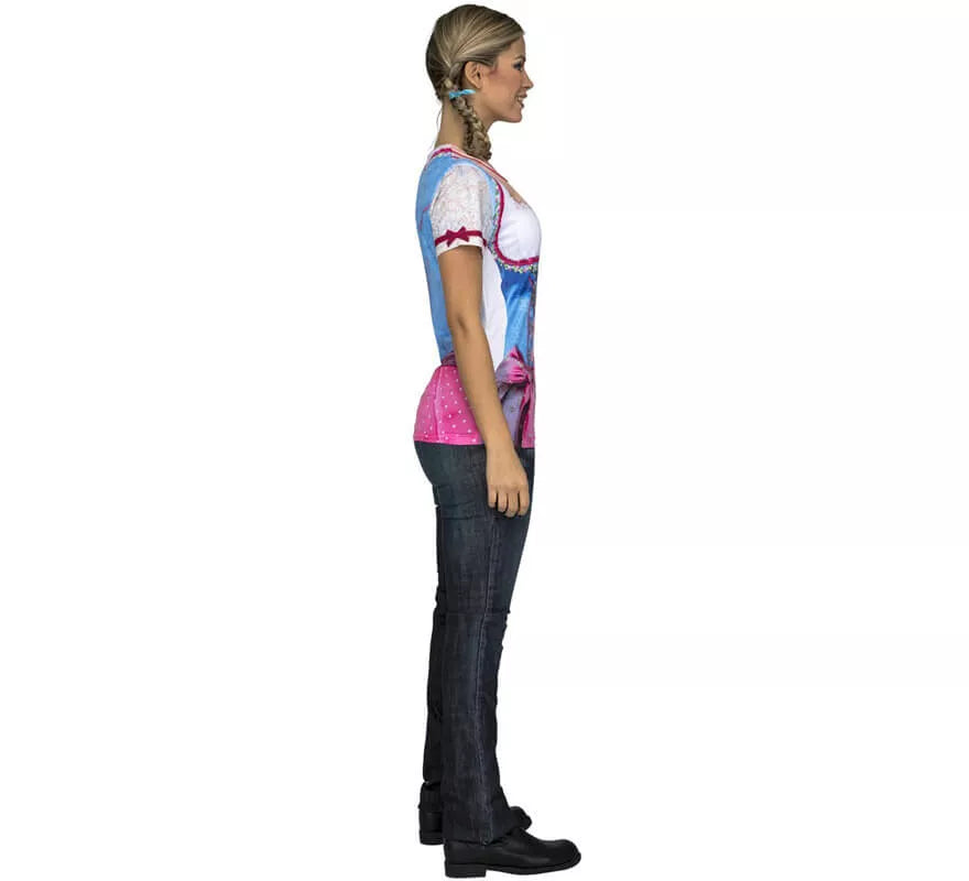 Translation missing: de.Camiseta disfraz de Tirolesa azul y rosa para mujer