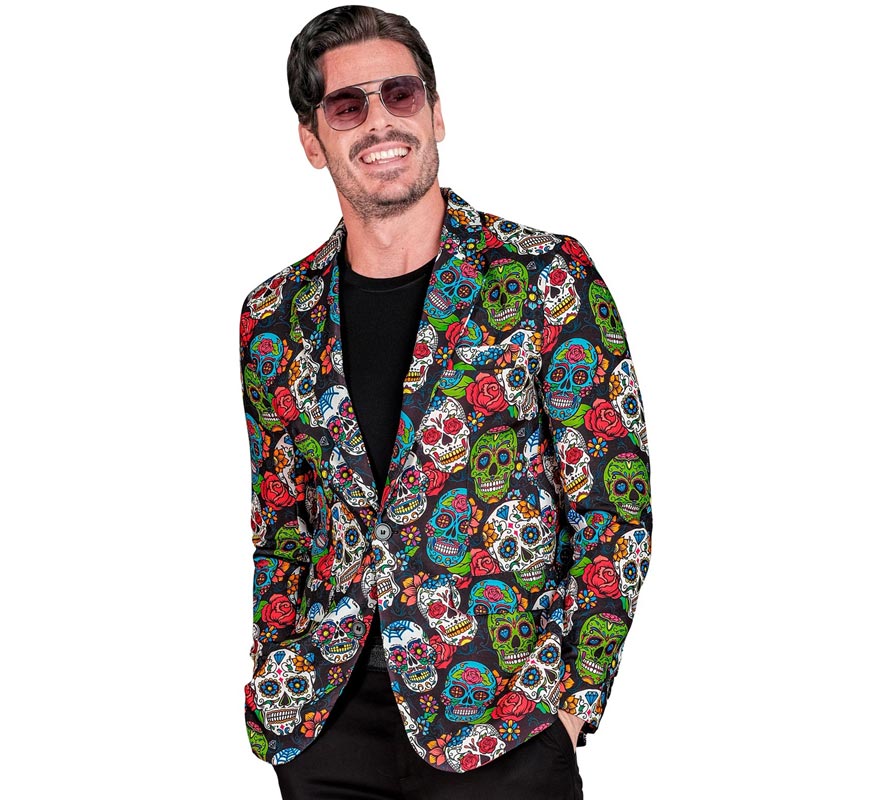 Chaqueta de Día de los Muertos multicolor para hombre