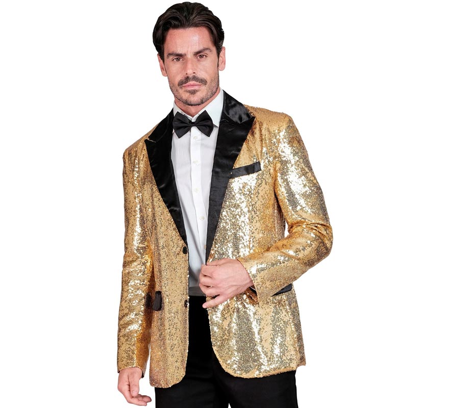 Translation missing: de.Chaqueta de Fiesta dorado y negro con lentejuelas para hombre