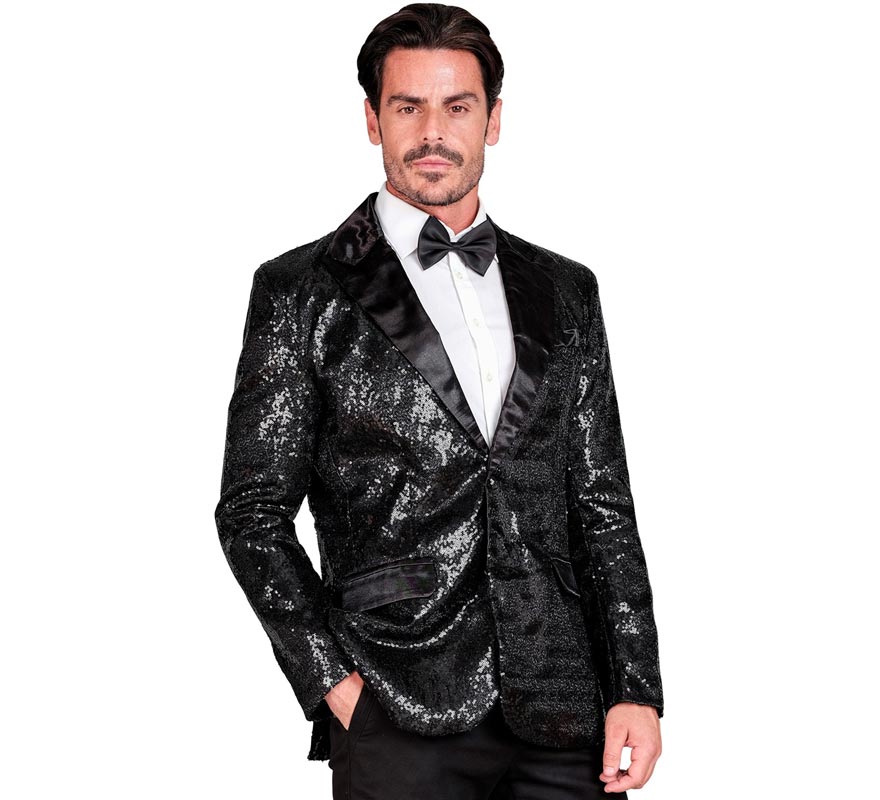 Chaqueta de Fiesta negro con lentejuelas para hombre