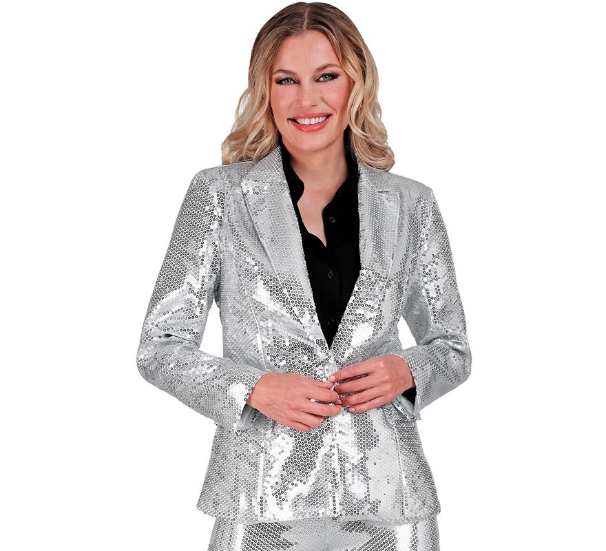 Translation missing: de.Chaqueta de Fiesta plateada con lentejuelas para mujer