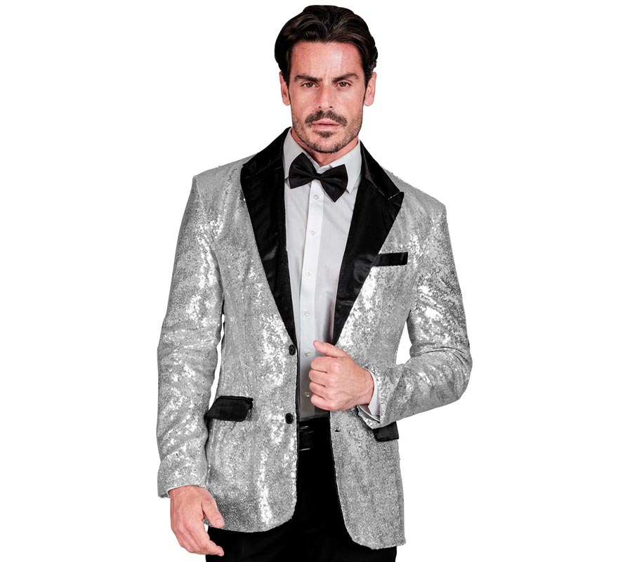 Translation missing: de.Chaqueta de Fiesta plateado y negro para hombre
