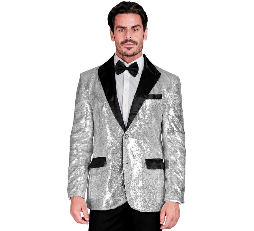 Translation missing: de.Chaqueta de Fiesta plateado y negro para hombre