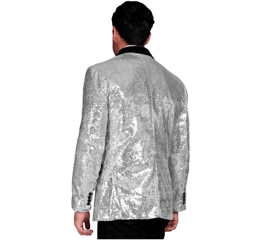 Chaqueta de Fiesta plateado y negro para hombre