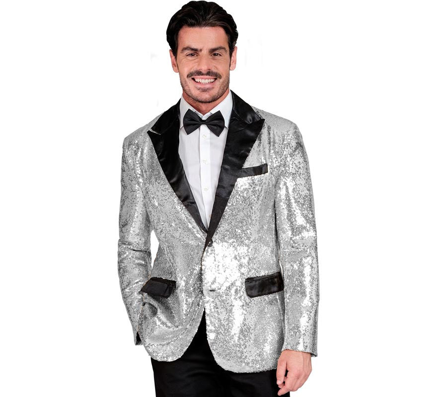 Translation missing: de.Chaqueta de Fiesta plateado y negro para hombre