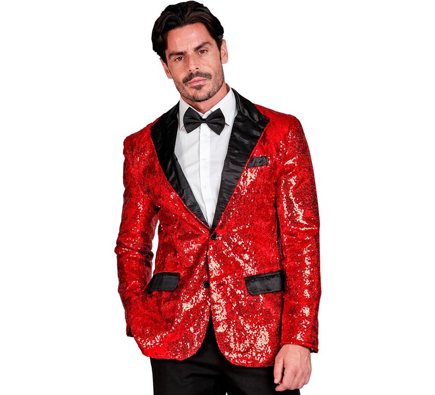 Translation missing: de.Chaqueta de Fiesta rojo y negro con lentejuelas para hombre