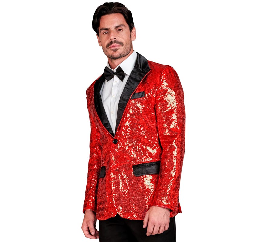 Translation missing: de.Chaqueta de Fiesta rojo y negro con lentejuelas para hombre