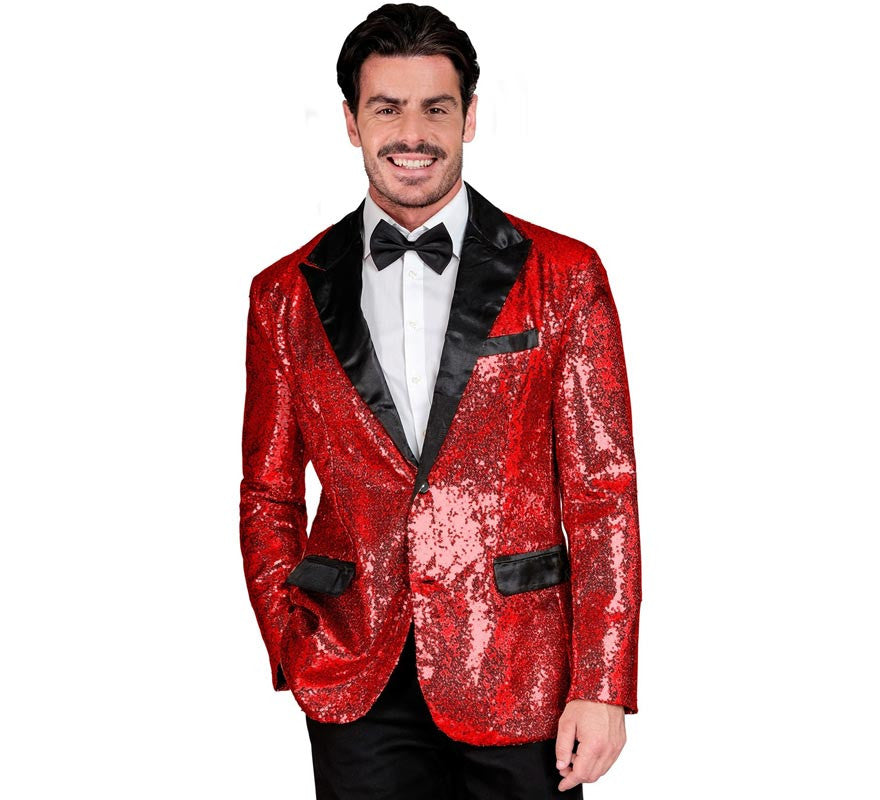 Translation missing: de.Chaqueta de Fiesta rojo y negro con lentejuelas para hombre