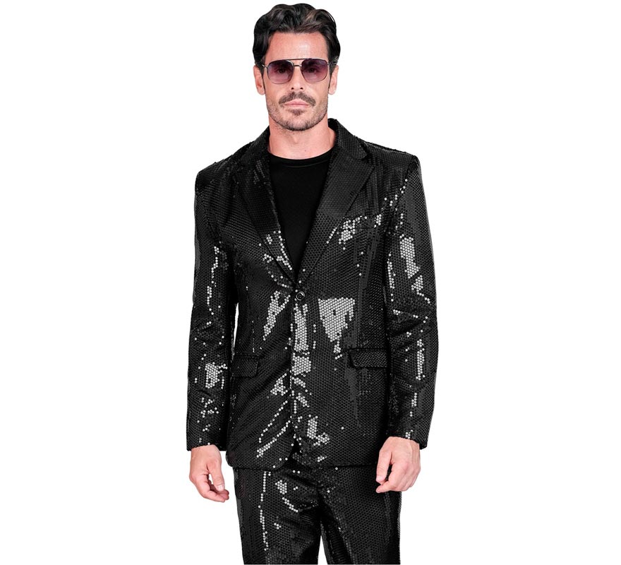 Translation missing: de.Chaqueta de Moda Disco negra con lentejuelas para hombre